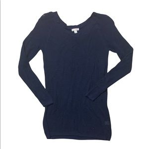 Large GAP Mesh Navy Blue Longline Overlay Top Layering Top